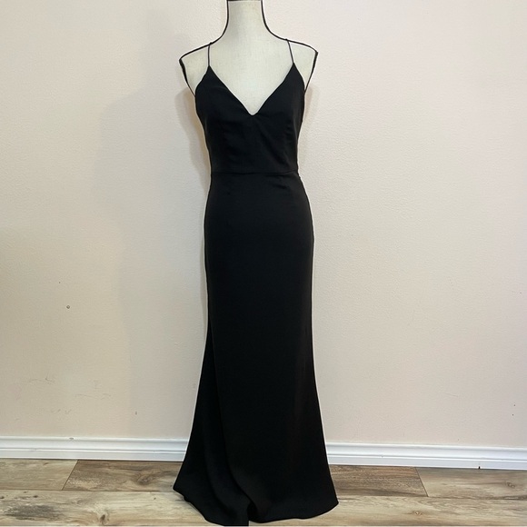 Jarlo Evening Dress Black Spaghetti Strap Event Dress Size 4 - Picture 13 of 14